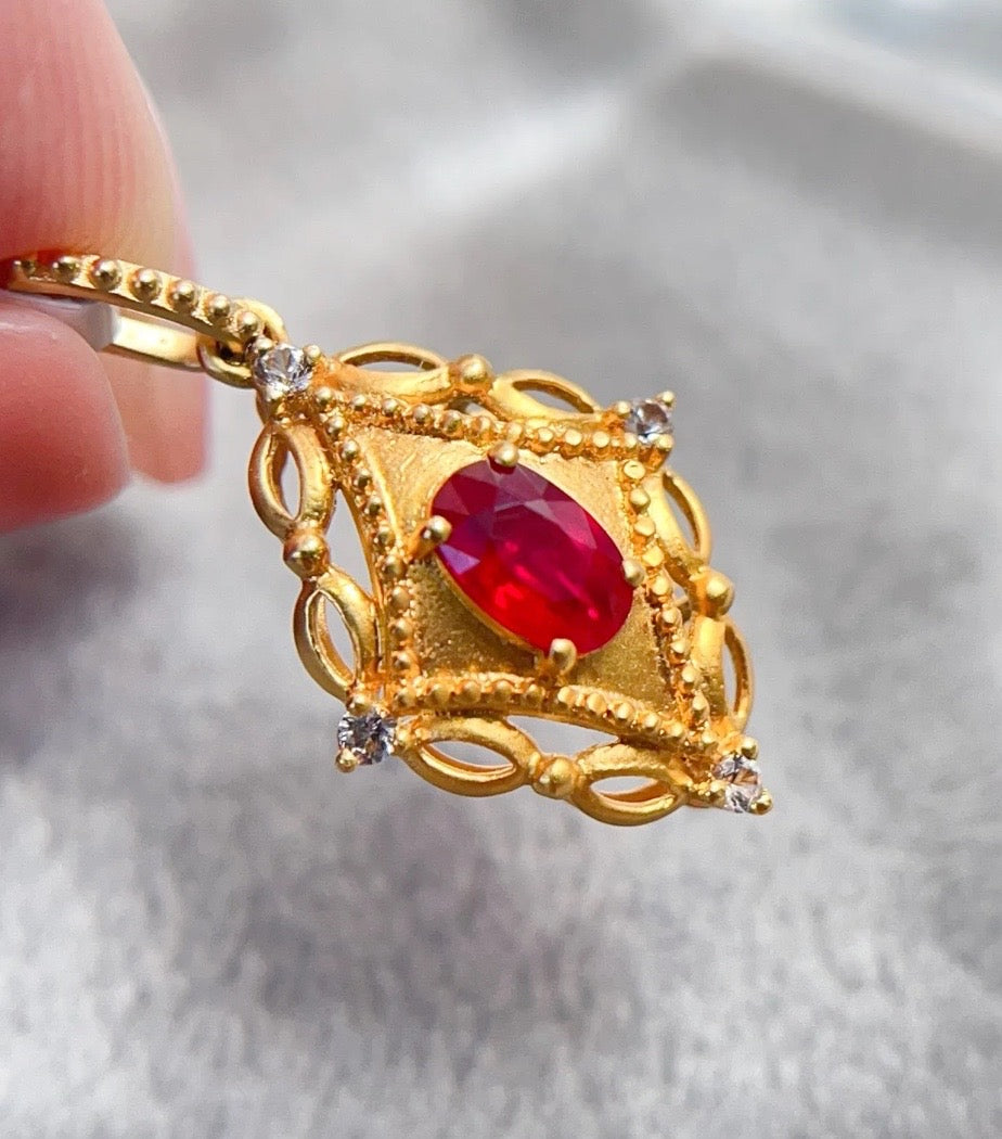 0.30Ct Ruby and Diamond Pendant Necklace Solid 18K Yellow Gold, Ruby and Diamond Pendant Necklace Solid 18K Yellow Gold, Ruby & Diamond Necklace, Ruby and Diamond Necklace, Ruby Pendant Necklace, Natural Ruby Necklace, Genuine Ruby, Burma Ruby, Natural Ruby, Pigeon Blood Ruby, Authentic Ruby Pendant Necklace, Authentic Ruby Necklace, Natural Ruby Necklace, Women's Ruby Necklace, 18k Yellow Ruby Necklace, July Birthstone Ruby, July Birthstone Ruby Necklace, Anniversary Gift Ruby, Gift For Wife Ruby