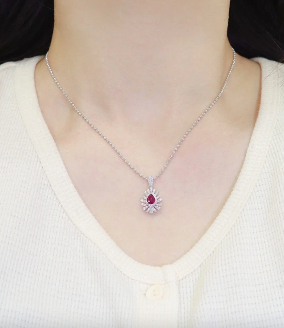 0.55Ct Ruby and Diamond Pendant Necklace Solid 18K White Gold, Ruby and Diamond Pendant Necklace 18K White Gold, Ruby and Diamond Pendant Necklace, 18K White Gold, Ruby & Diamond Necklace, Ruby and Diamond Necklace, Ruby Pendant Necklace, Natural Ruby Necklace, Genuine Ruby, Burma Ruby, Natural Ruby, Pigeon Blood Ruby, Authentic Ruby Pendant Necklace, Authentic Ruby Necklace, Natural Ruby Necklace, Women's Ruby Necklace, 18k Gold Ruby Necklace, July Birthstone Ruby, July Birthstone Ruby Necklace