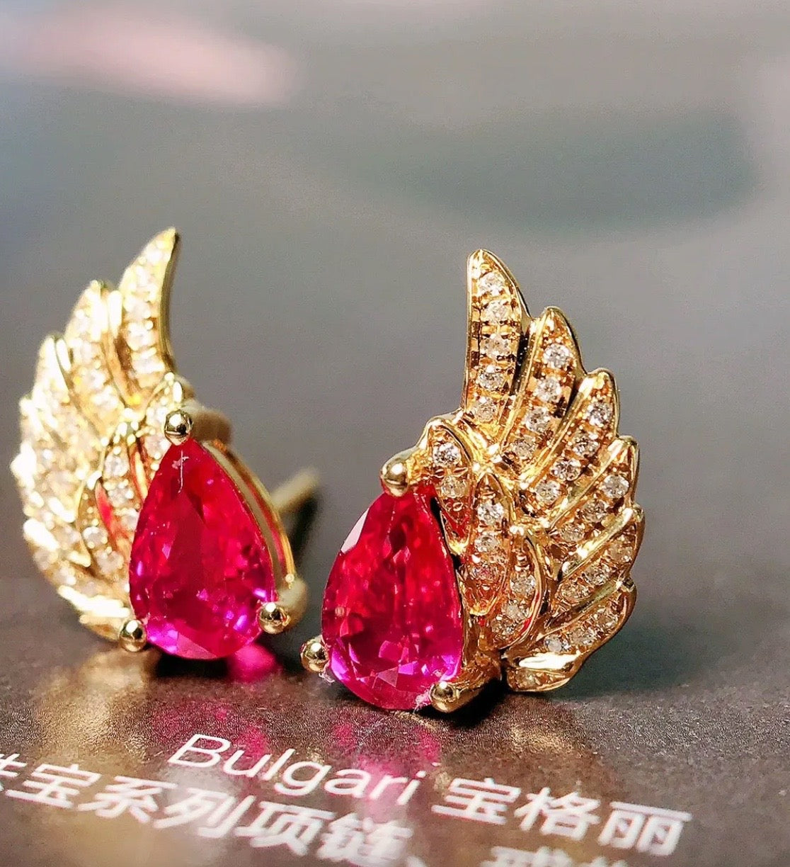 Ruby Angel Wing Earrings, Ruby & Diamond Earrings, Natural Ruby and Diamond Earrings, 18k Gold Ruby Earrings, Solid Yellow Gold Ruby Earrings, Natural Ruby Earrings 18k Gold, Ruby and Diamond Stud Earrings, Anniversary Gift Ruby Jewelry, Natural Ruby Jewelry, Ruby and Diamond Jewelry, 18k Gold Ruby Earrings, 18k Yellow Gold Ruby Earrings, Natural Ruby & Diamond