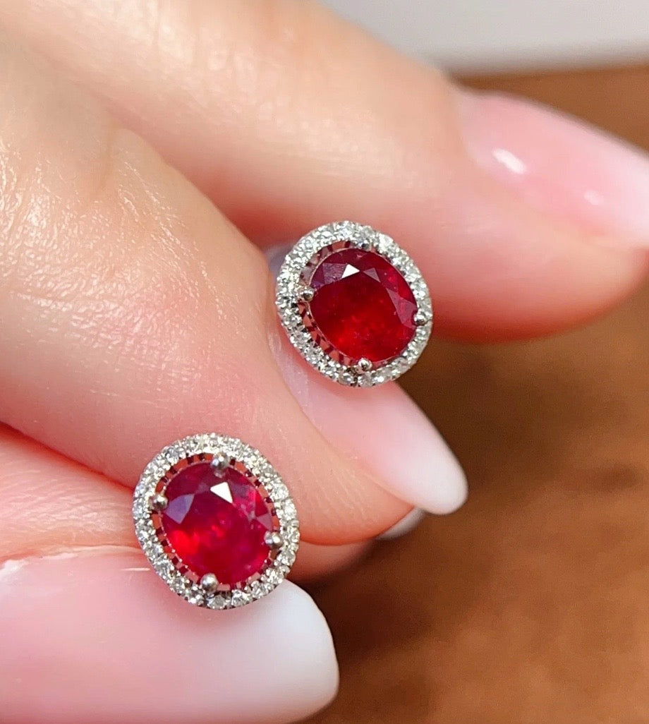 High Quality Natural Ruby Stud Earrings, Ruby Stud Earrings with Diamond, Ruby & Diamond Earrings, Natural Ruby and Diamond Earrings, 18k Gold Ruby Earrings, Solid White Gold Ruby Earrings, Natural Ruby Earrings 18k Gold, Ruby and Diamond Stud Earrings, Anniversary Gift Ruby Jewelry, Natural Ruby Jewelry, Ruby and Diamond Jewelry, 18k Gold Ruby Earrings, 18k White Gold Ruby Earrings, Natural Ruby & Diamond