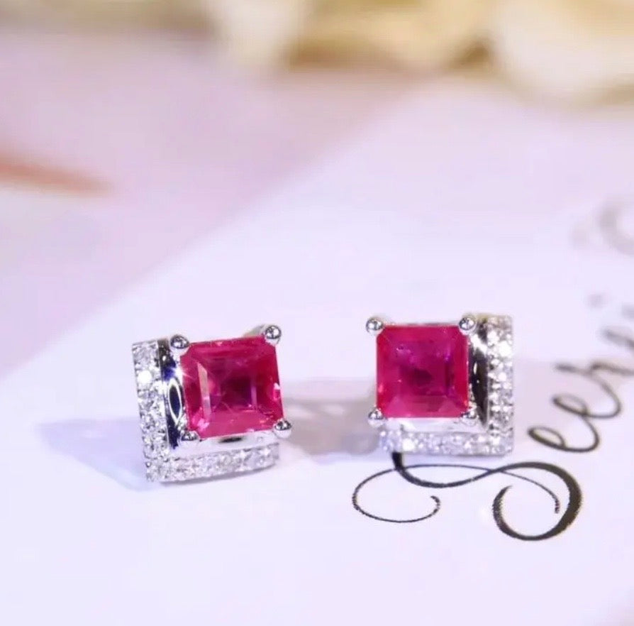 Pink Ruby & Diamond Stud Earrings 18k White Gold, Pink Ruby & Diamond Earrings, 18k White Gold Ruby Earrings Pink Ruby Earrings, Pink Ruby and Diamond Earrings, Natural Pink Ruby Earrings, Ruby & Diamond Earrings, Natural Ruby and Diamond Earrings, 18k Gold Ruby Earrings, Solid White Gold Ruby Earrings, Natural Ruby Earrings 18k Gold, Ruby and Diamond Stud Earrings, Anniversary Gift Ruby Jewelry, Natural Ruby Jewelry, Ruby and Diamond Jewelry