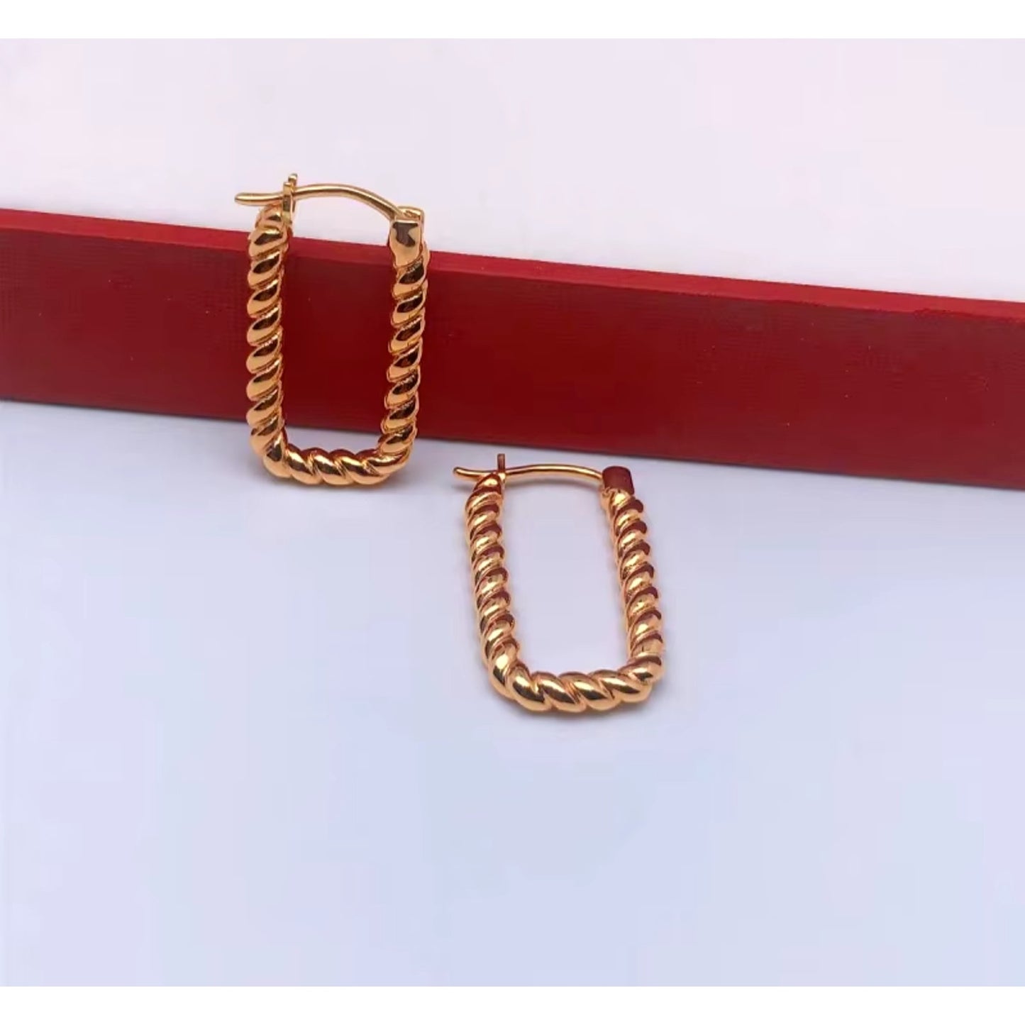 18k Gold Hoop Earrings, 18k Yellow Gold Twisted Hoops, Au750 Hoop Earrings