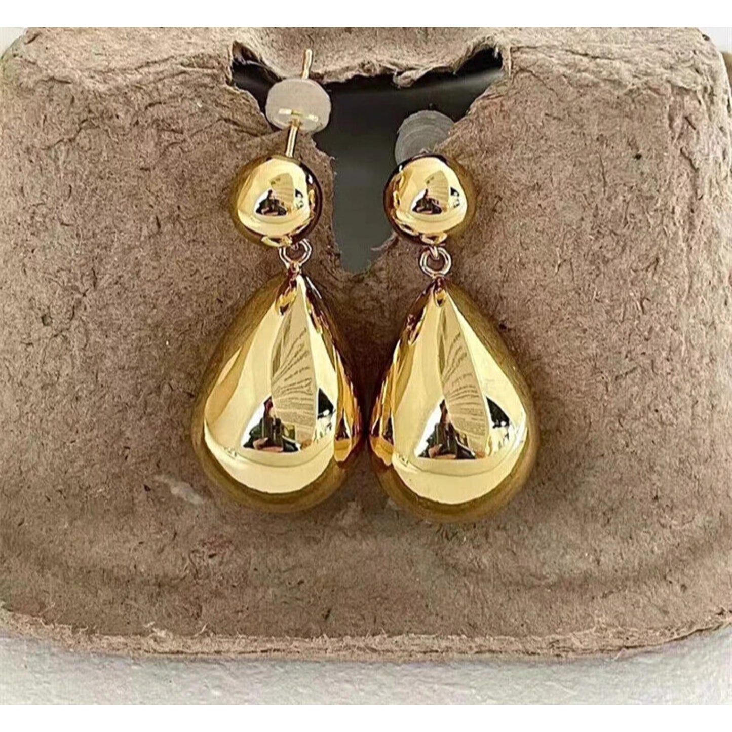 18k Gold Pear Shape Dangle Earrings, Solid Au750 Dangle Earrings 18k Yellow Gold