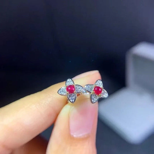 Ruby Earrings, Women's Ruby Earrings, Natural Ruby Earrings, Ruby Jewelry, Sterling Silver Ruby Earrings, Genuine Ruby Earrings, Ruby Stud Earrings, Natural Ruby, Burma Ruby