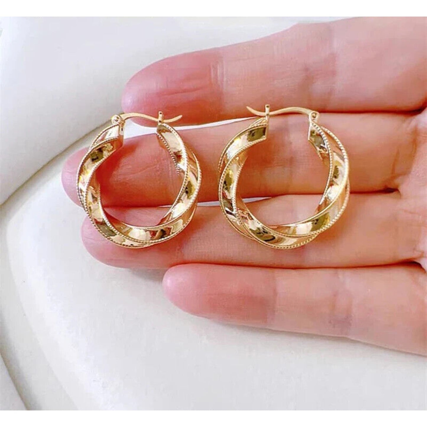 18k Yellow Gold Hoop Earrings. Au750 Yellow Gold Hoop Earrings Solid Gold