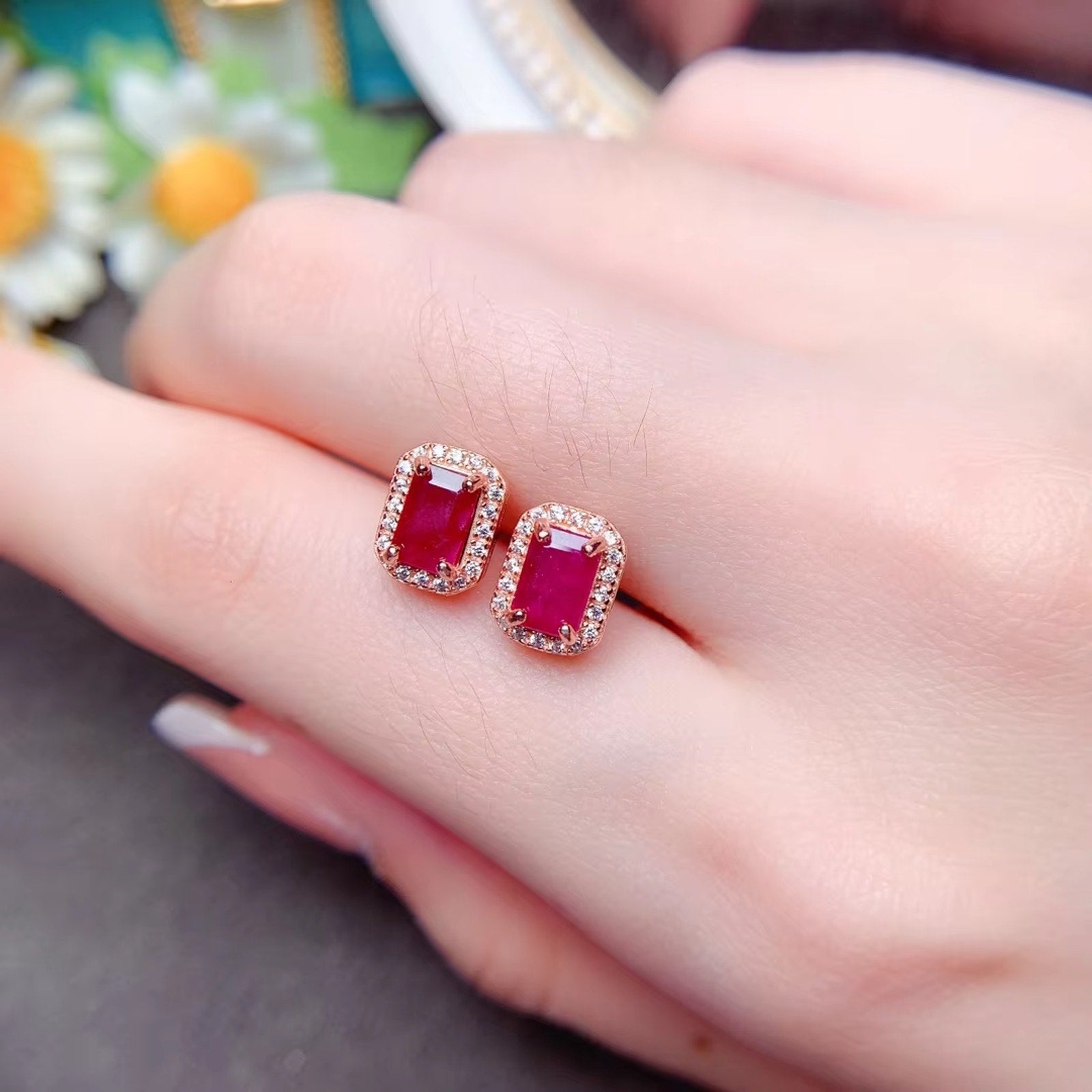 Ruby Earrings, Women's Ruby Earrings, Natural Ruby Earrings, Ruby Jewelry, Sterling Silver Ruby Earrings, Genuine Ruby Earrings, Ruby Stud Earrings, Natural Ruby, Burma Ruby