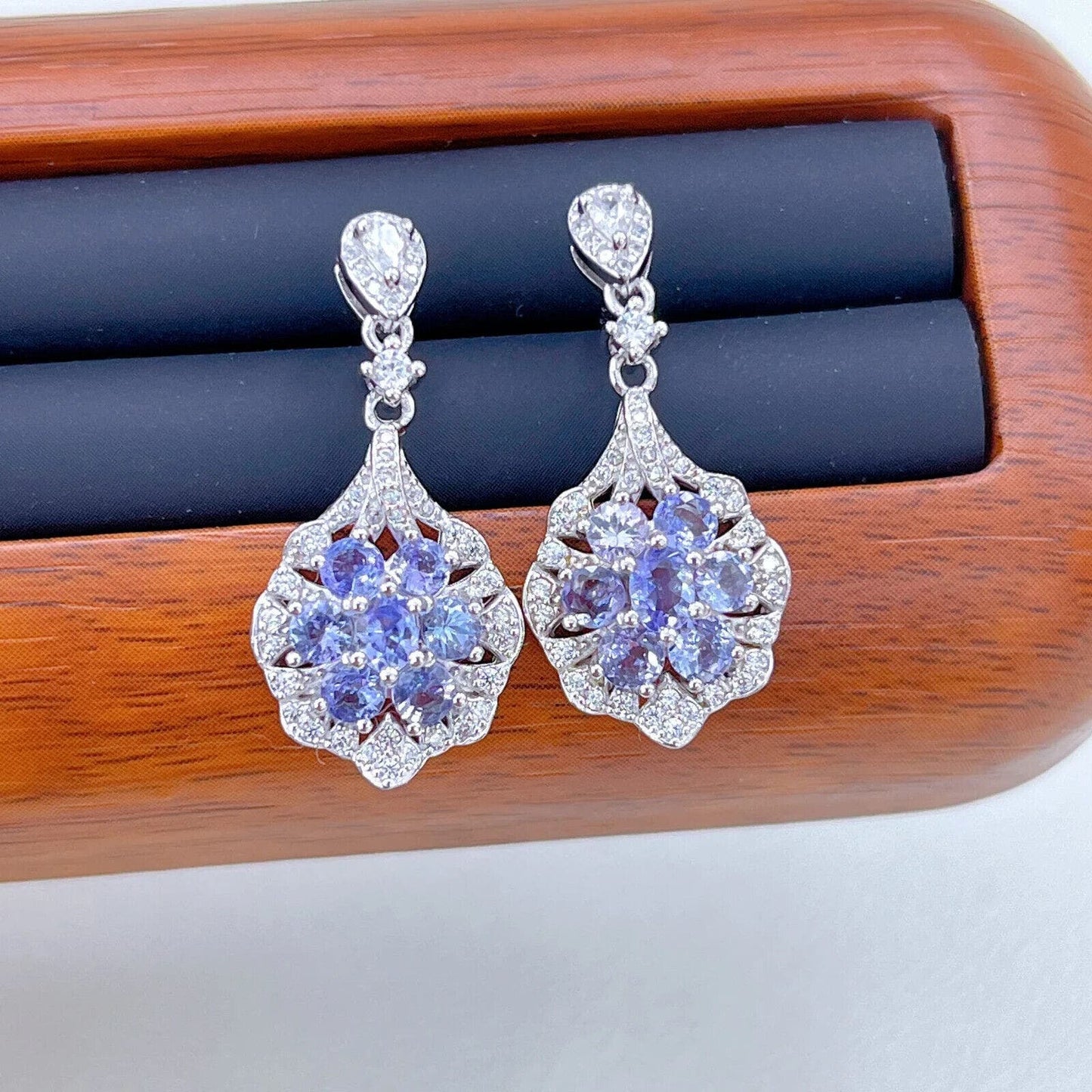 Purple Tanzanite Statement Earrings 13x29mm