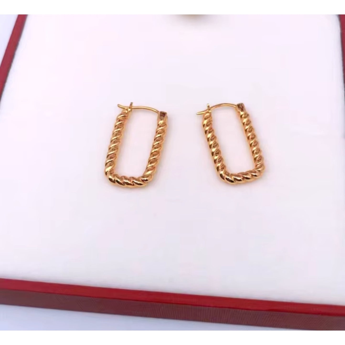 18k Gold Hoop Earrings, 18k Yellow Gold Twisted Hoops, Au750 Hoop Earrings