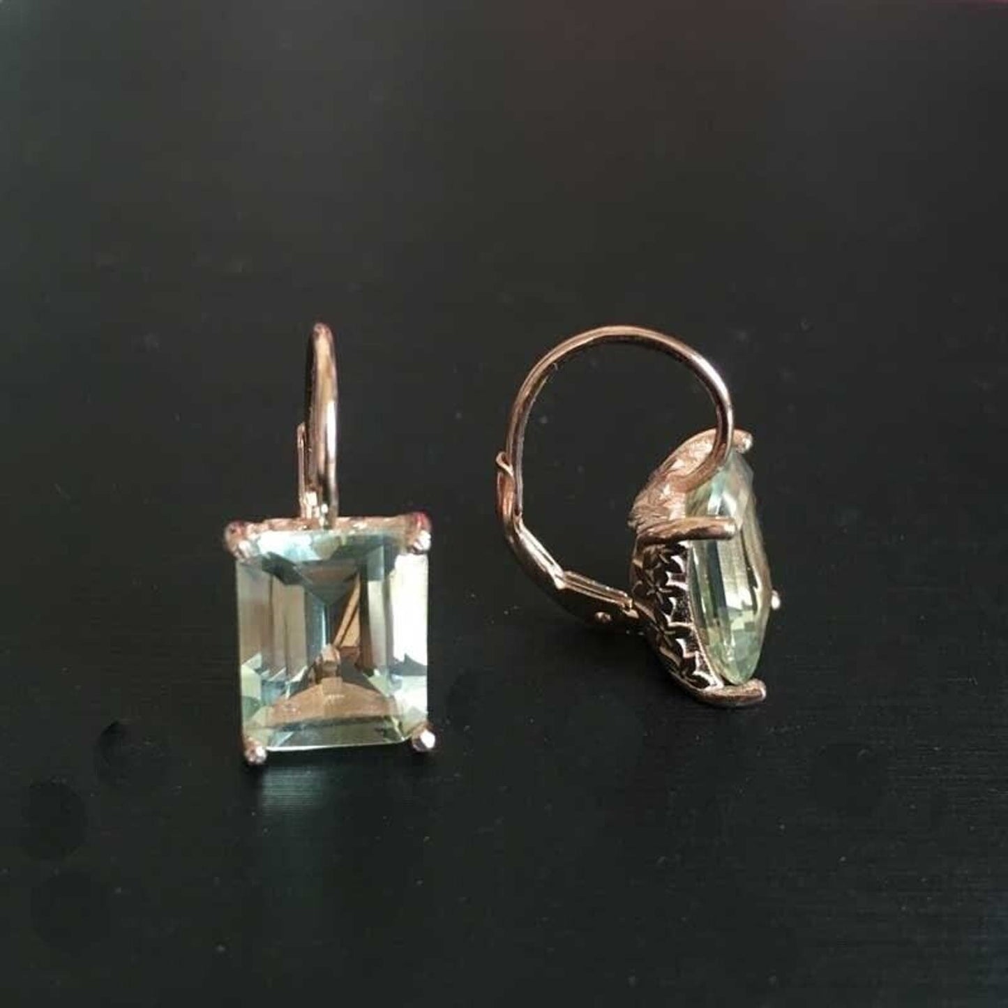 Natural Green Amethyst Earrings 8 CT, Green Amethyst/ Prasiolite Jewelry