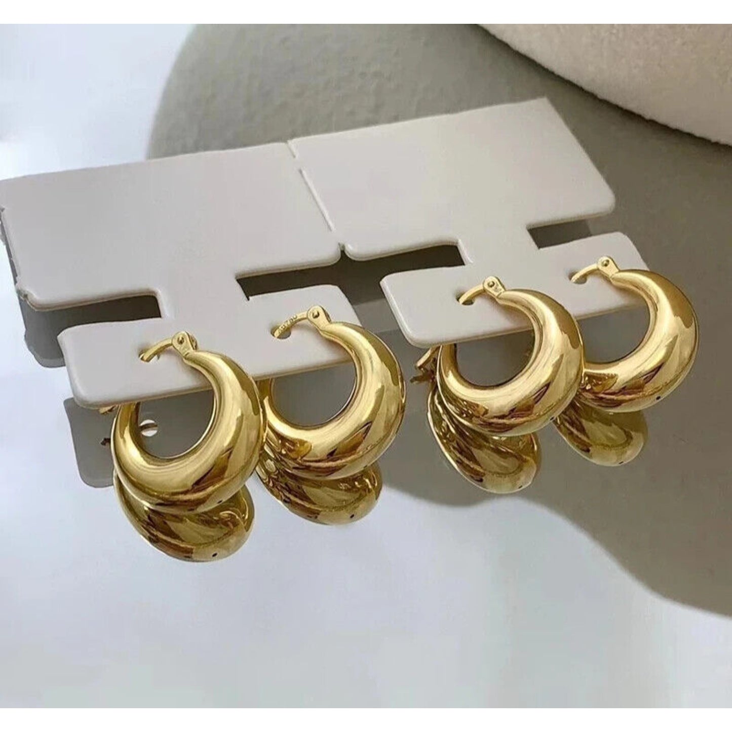 18k Gold Hoop Earrings, Thick Hoop Earrings Solid Yellow Gold Au750 18k Gold