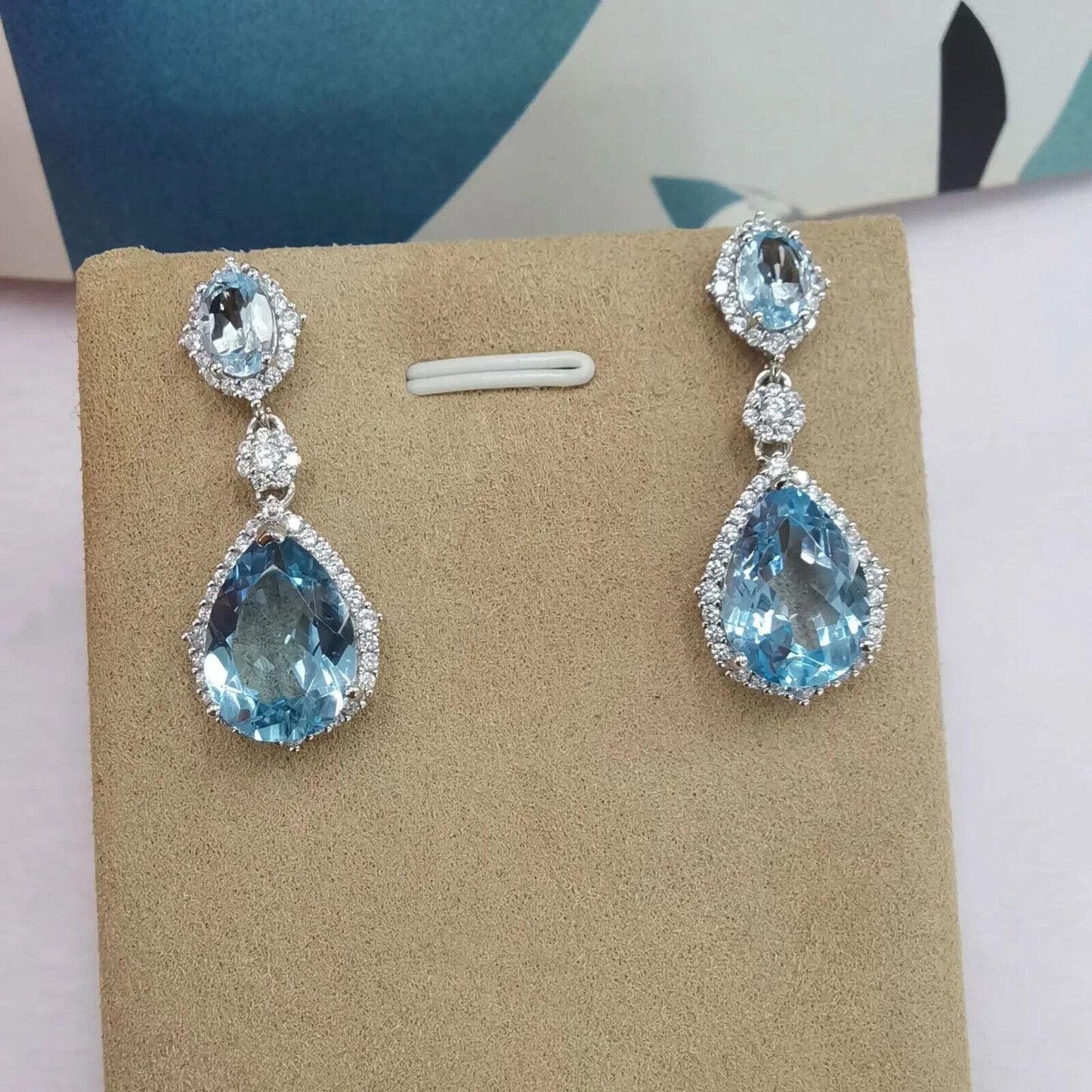 Swiss Blue Topaz Pear Cut Statement Earrings 10x14mm