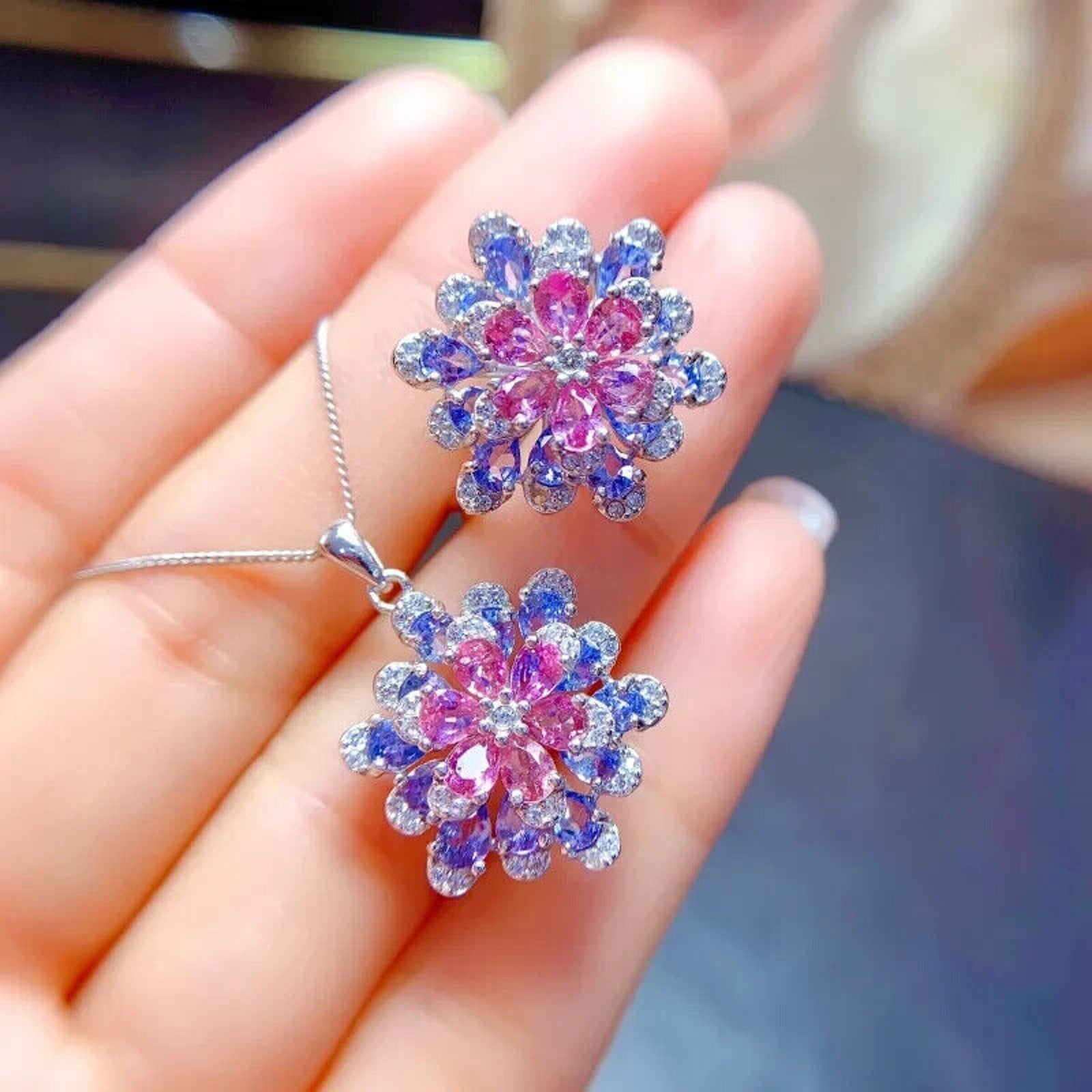 Pink Tourmaline and Tanzanite Jewelry Set, Pink Tourmaline Jewelry Set, Purple Tanzanite Jewelry Set, Tourmaline and Tanzanite, Purple Tanzanite and Pink Tourmaline, Pink Tourmaline Statement Ring, Pink Tourmaline Pendant, Purple Tanzanite Statement Ring, Purple Tanzanite Pendant