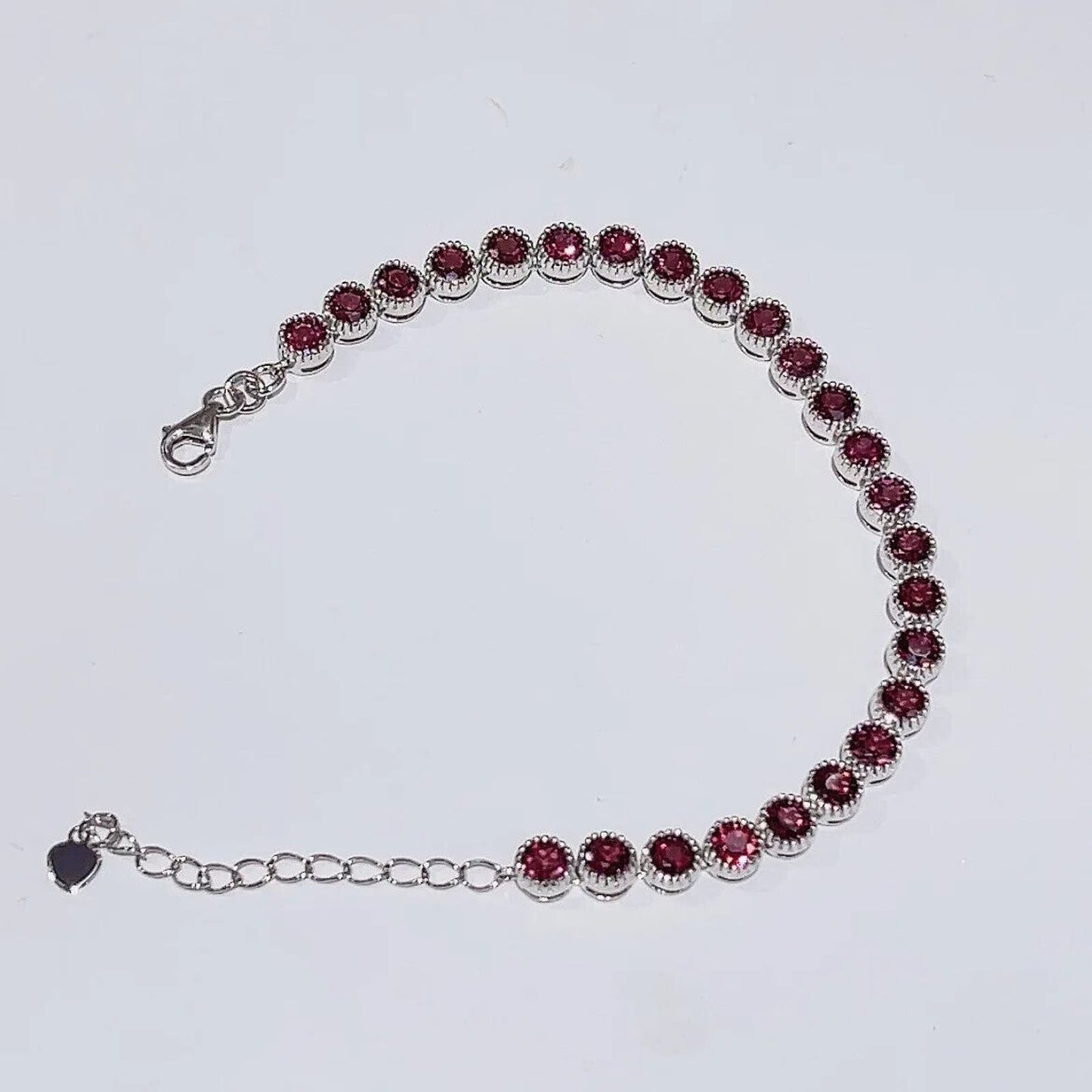 Red Garnet Round 4mm Tennis Bracelet Platinum Plated