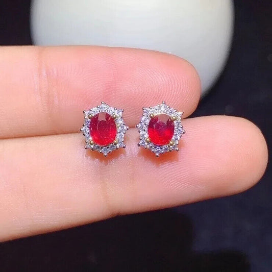 Ruby Earrings, Women's Ruby Earrings, Natural Ruby Earrings, Ruby Jewelry, Sterling Silver Ruby Earrings, Genuine Ruby Earrings, Ruby Stud Earrings, Natural Ruby, Burma Ruby