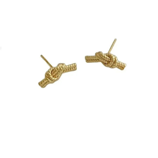 18k Gold Bowknot Stud Earrings, Solid Yellow Gold Bowknot Stud Earrings AU750