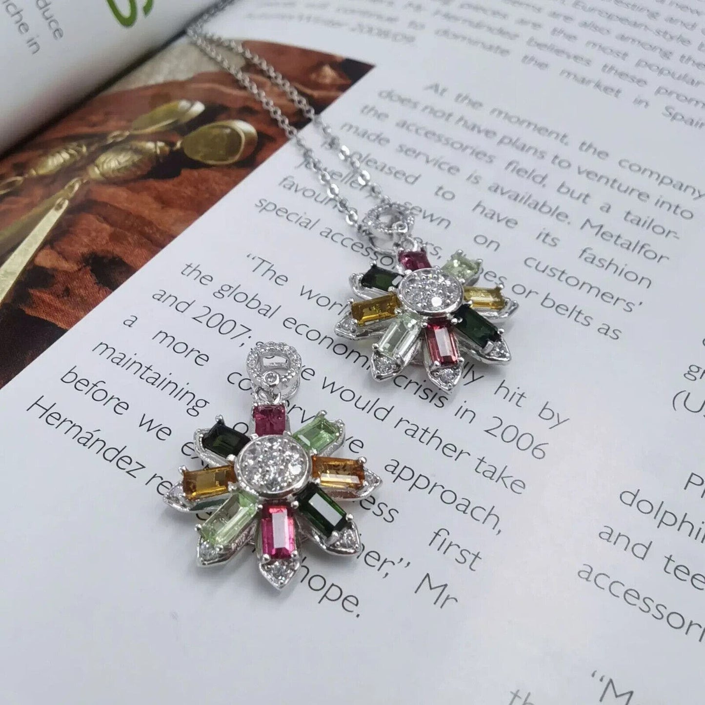 Natural Multicolor Tourmaline Pendant Necklace, Women's Tourmaline Necklace