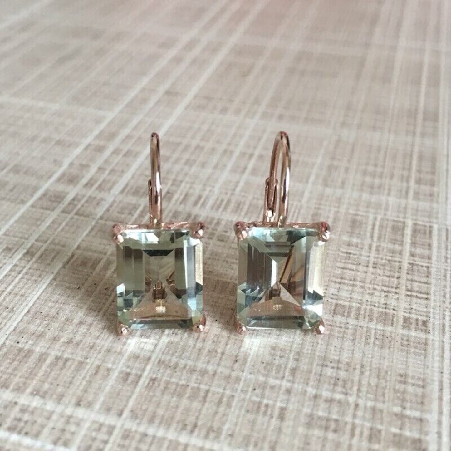 Natural Green Amethyst Earrings 8 CT, Green Amethyst/ Prasiolite Jewelry