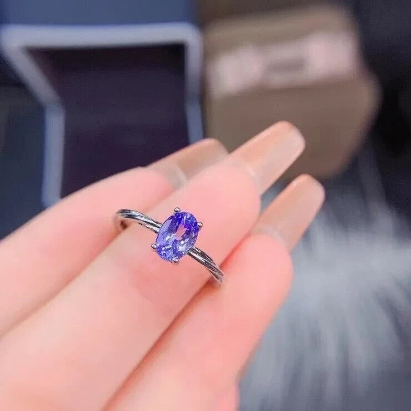 Purple Tanzanite Cocktail Ring 5x7mm VVS1