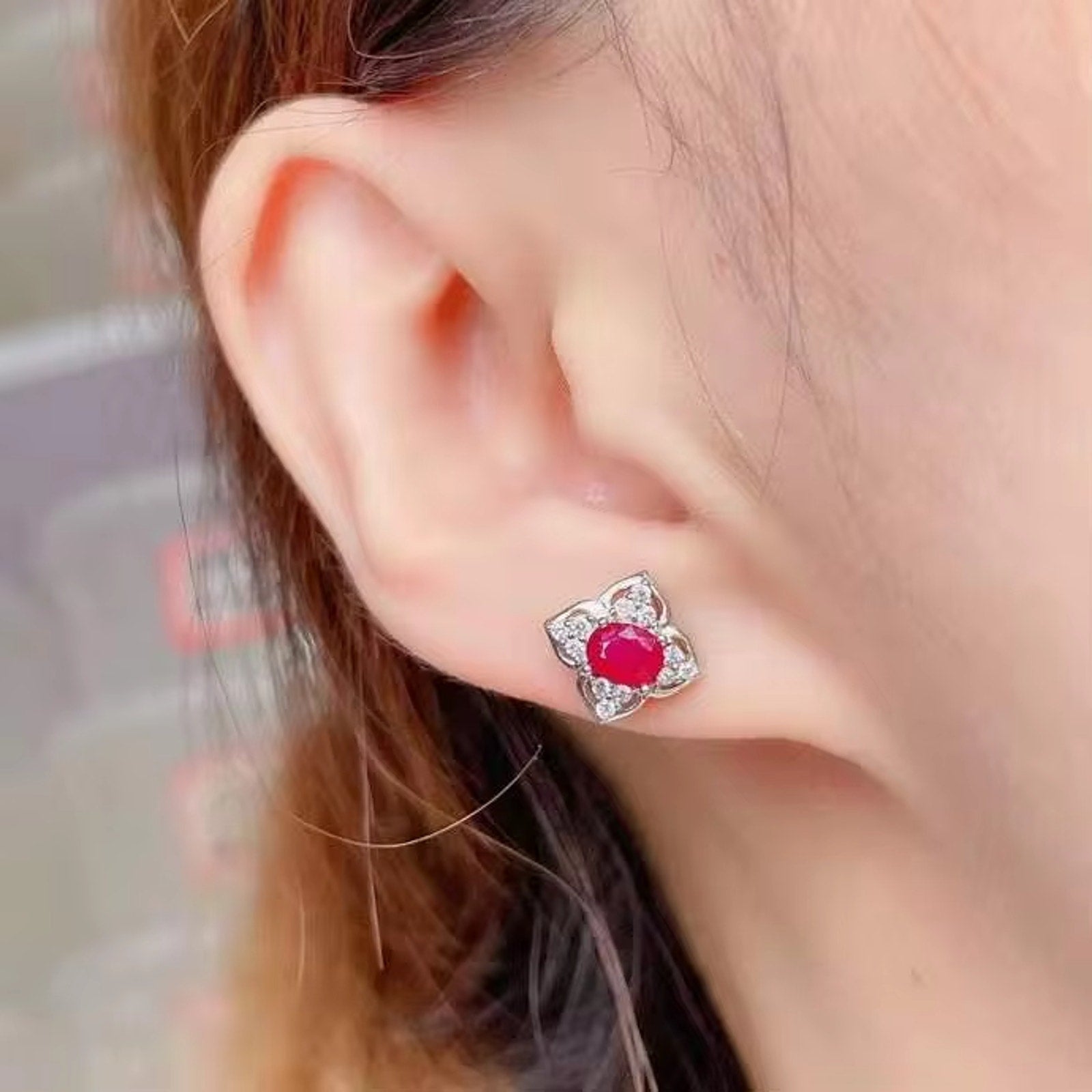 Ruby Earrings, Women's Ruby Earrings, Natural Ruby Earrings, Ruby Jewelry, Sterling Silver Ruby Earrings, Genuine Ruby Earrings, Ruby Stud Earrings, Natural Ruby, Burma Ruby