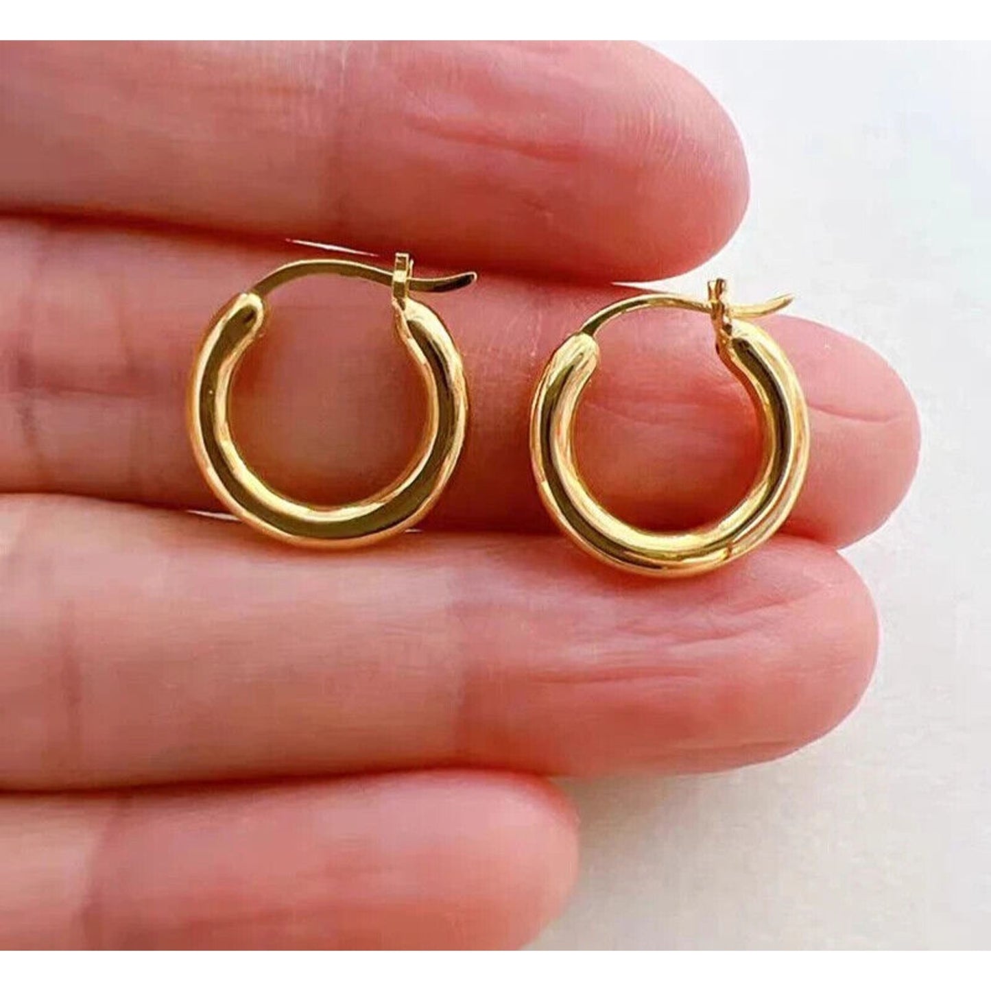 18k Yellow Gold Hoop Earrings, Small Yellow Gold Hoop Earrings Au750, Gold Hoops