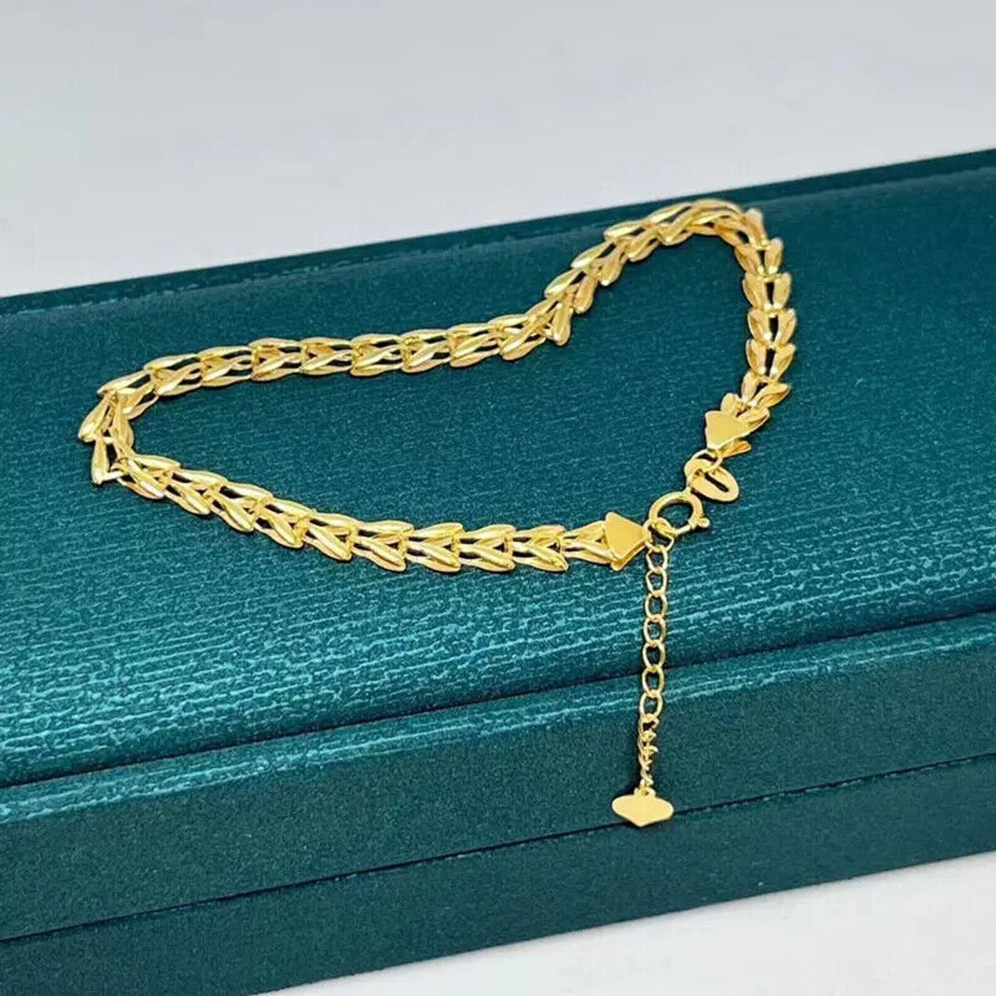 18k Gold Wheat Chain Bracelet or Necklace, Solid Yellow Gold Wheat Chain Au750