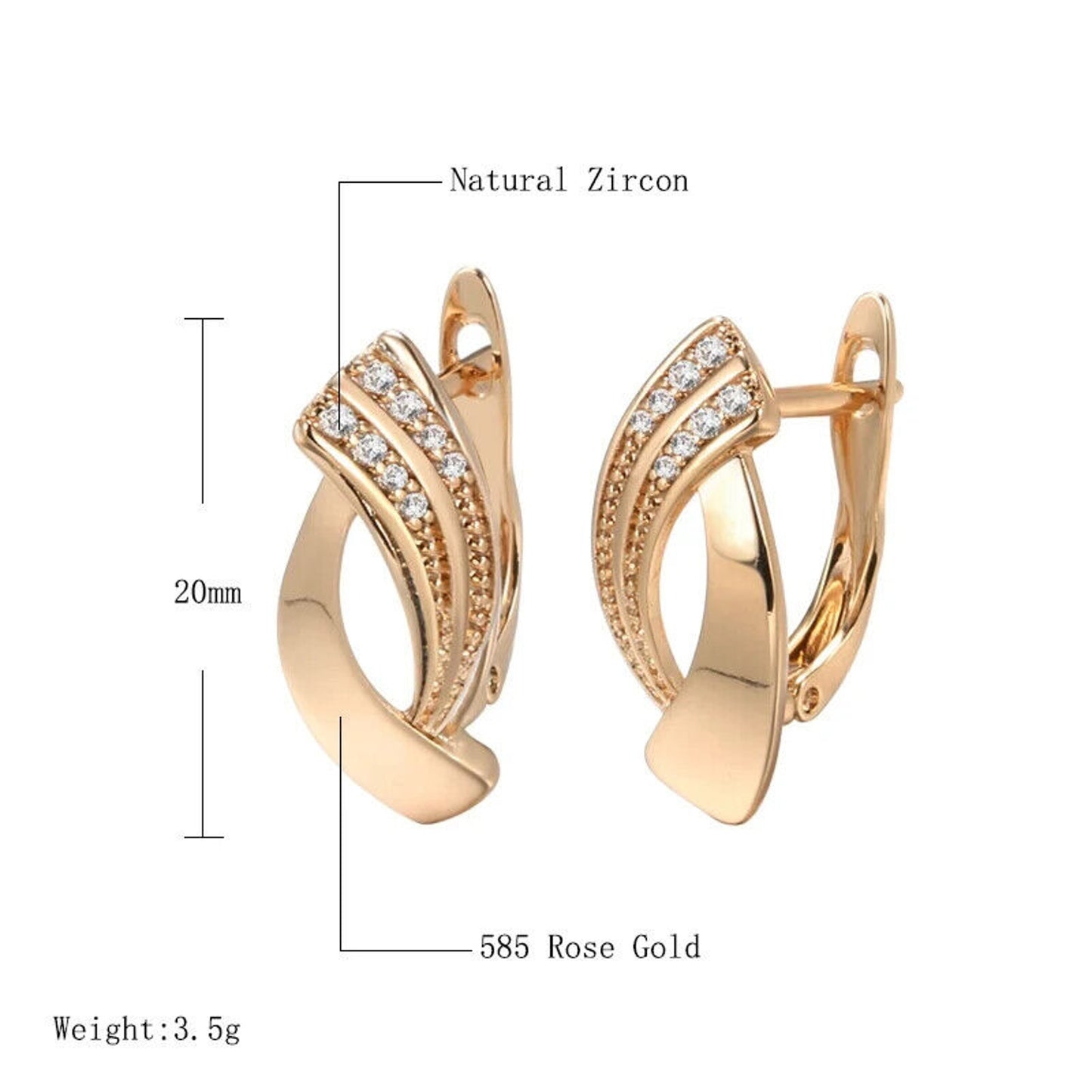 585 Rose Gold Clip Earrings, Women's Rose Gold Earrings 14k