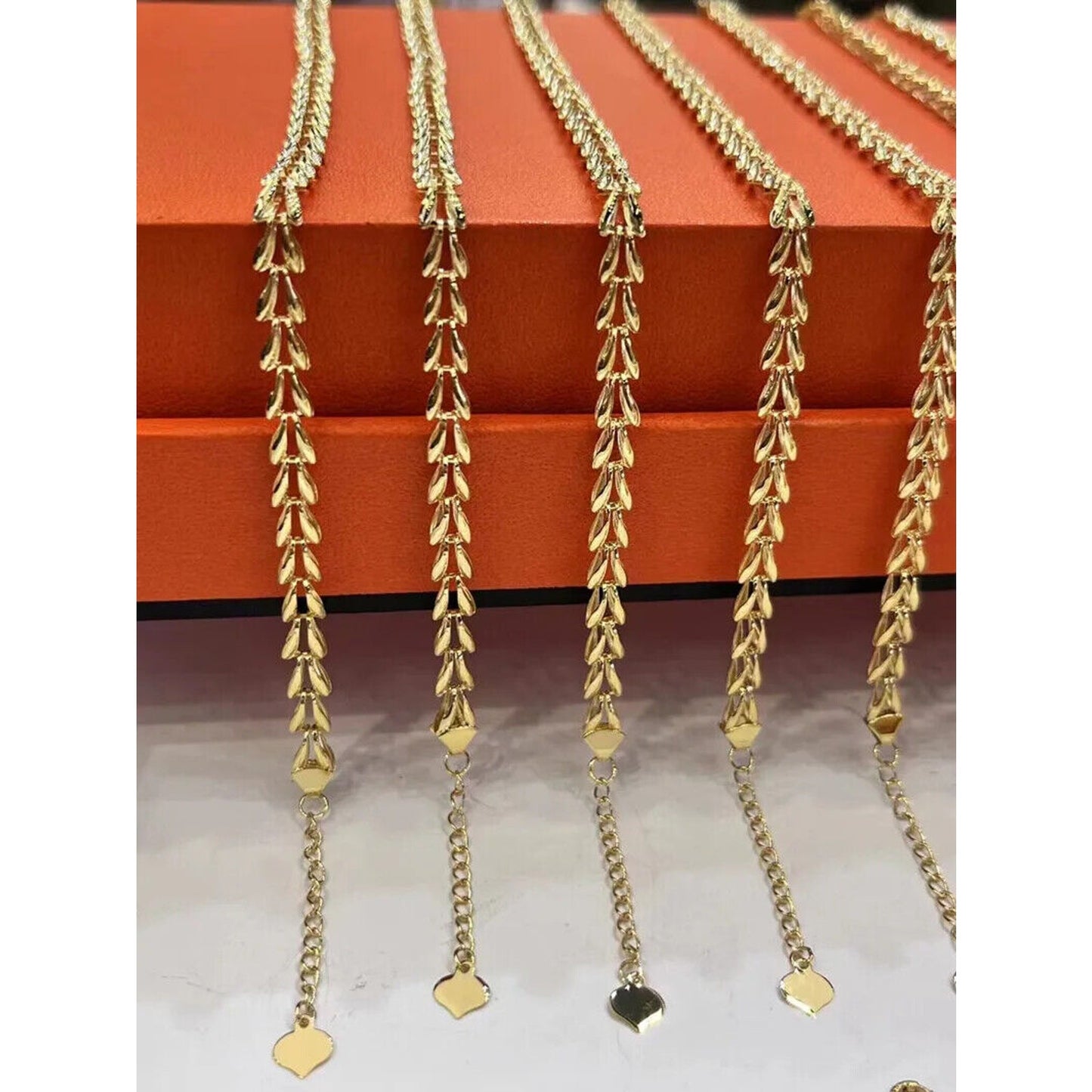 18k Gold Wheat Chain Bracelet or Necklace, Solid Yellow Gold Wheat Chain Au750