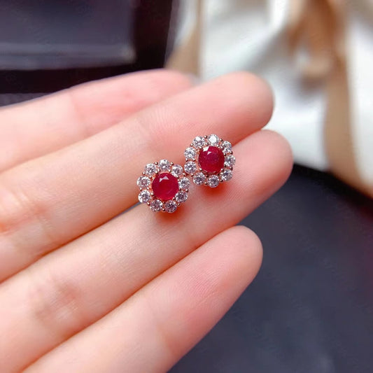 Ruby Earrings, Women's Ruby Earrings, Natural Ruby Earrings, Ruby Jewelry, Sterling Silver Ruby Earrings, Genuine Ruby Earrings, Ruby Stud Earrings, Natural Ruby, Burma Ruby