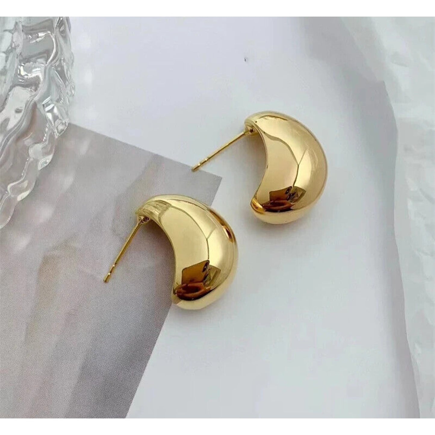 18k Yellow Gold Half Hoop Earrings, 18k Solid Yellow Gold Earrings Au750