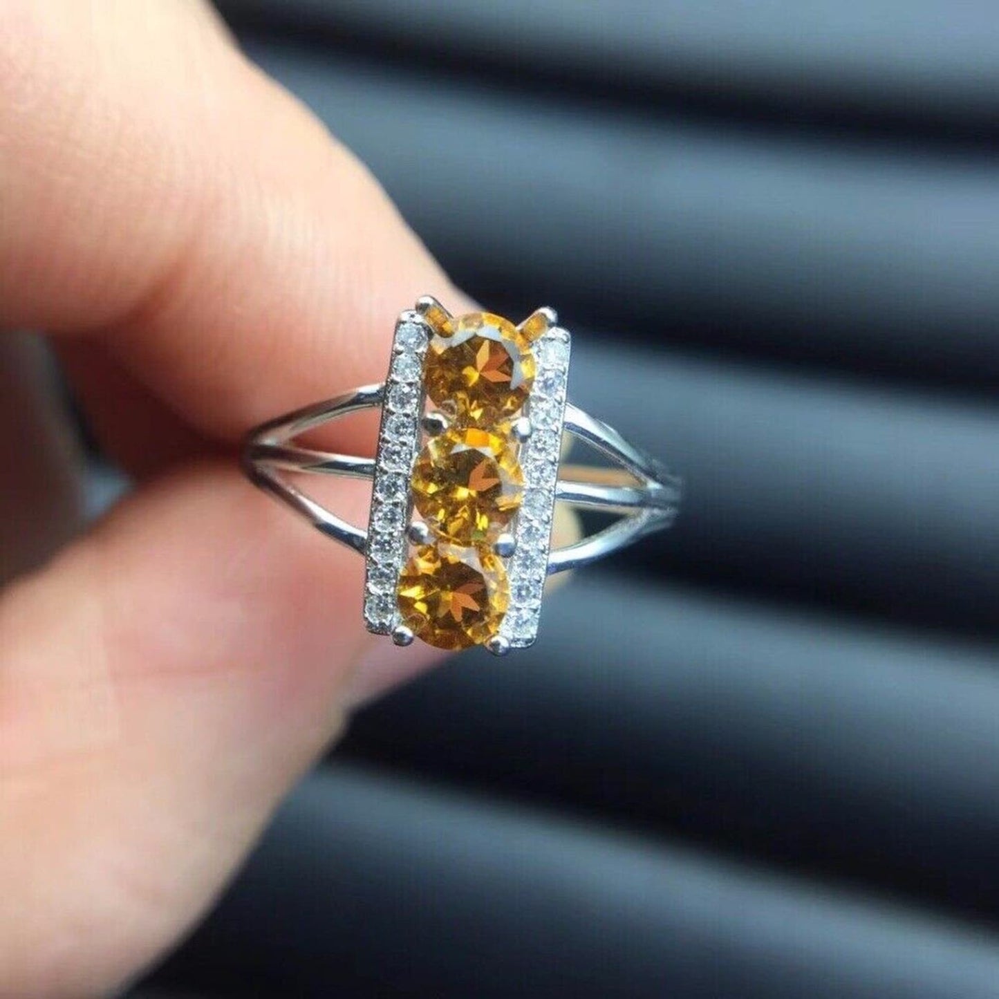 Genuine Citrine Untreated Ring 5mm Sterling Silver