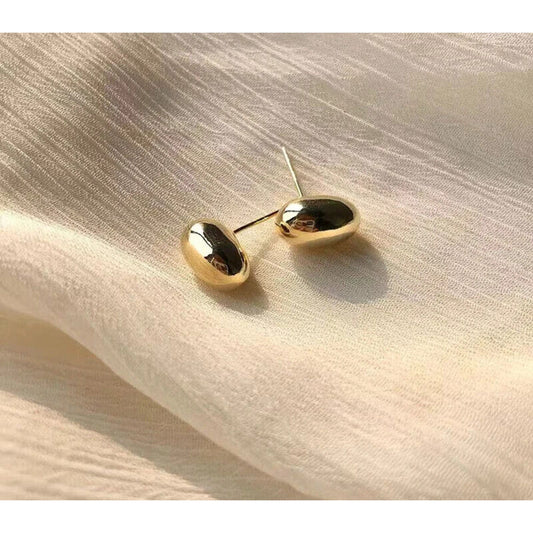 18k Yellow Gold Egg Earrings, Yellow Gold Egg Shape Stud Earrings Au750