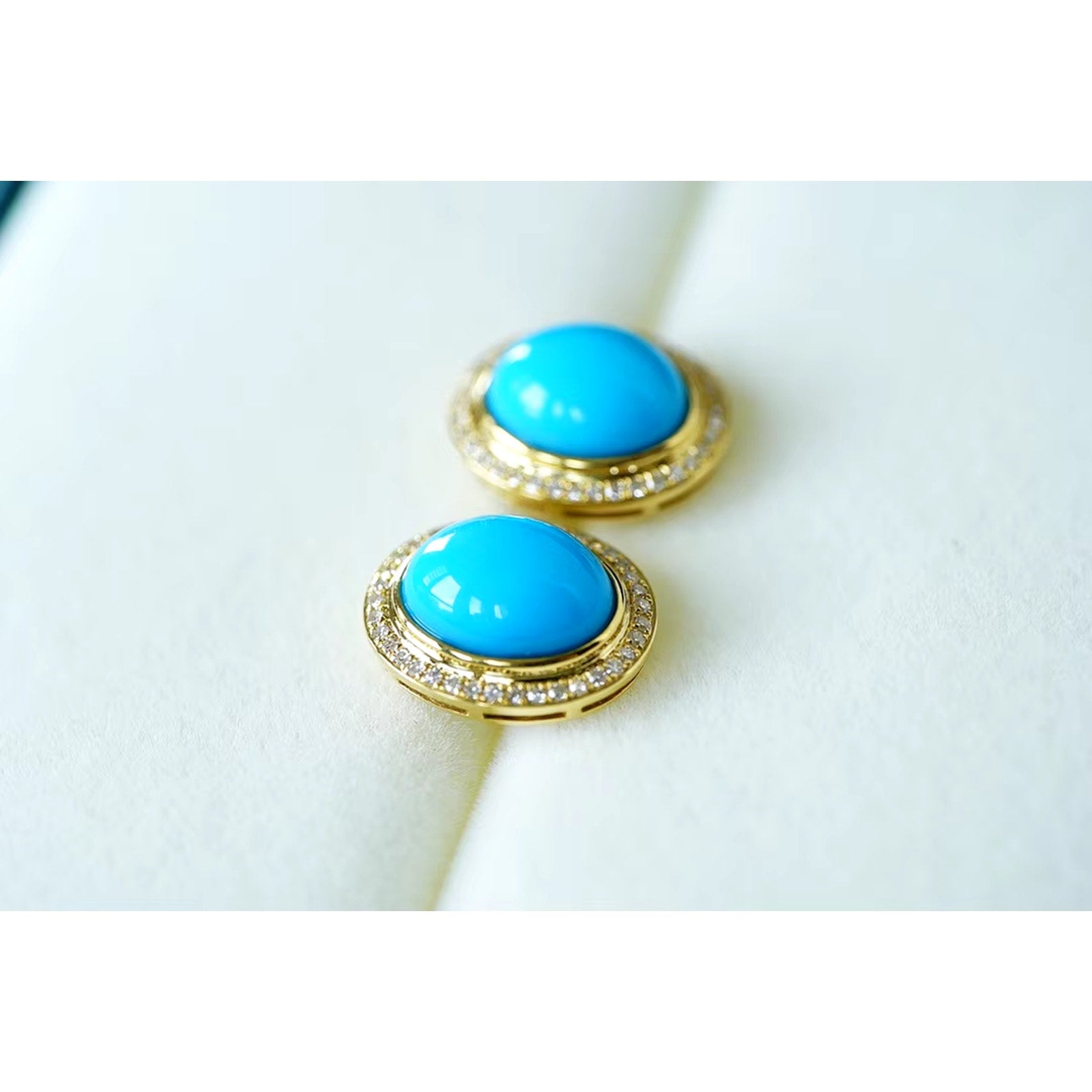 18k Yellow Gold Turquoise Stud Earrings, Natural Turquoise Diamond Earrings, High Quality Turquoise Earrings, Turquoise & Diamond Earrings 18k Gold, 18k Yellow Gold Turquoise Jewelry, Turquoise Earrings 18k Gold, Turquoise Stud Earrings Yellow Gold, 18k Gold Turquoise Earrings, Yellow Gold Turquoise Earrings, White Gold Turquoise Earrings, Natural Turquoise, Real Turquoise Jewelry for Women, Genuine Turquoise