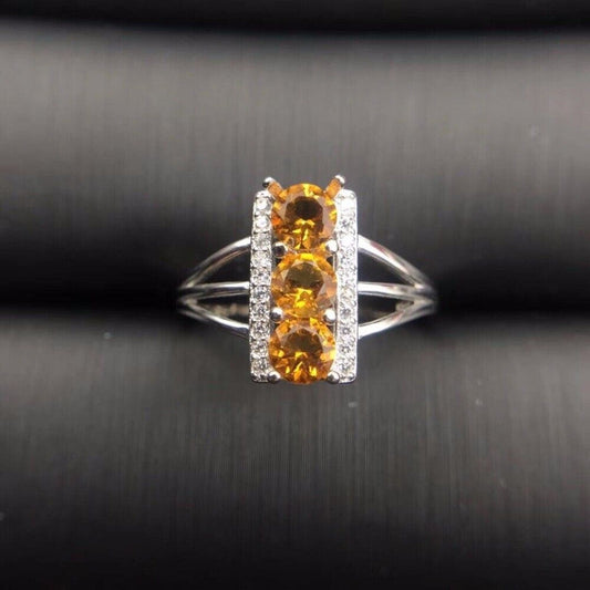 Genuine Citrine Untreated Ring 5mm Sterling Silver