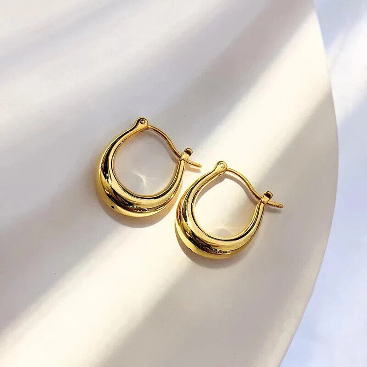 18k Gold Hoop Earrings, Pure 18k Gold Small Hoop Earrings Au750