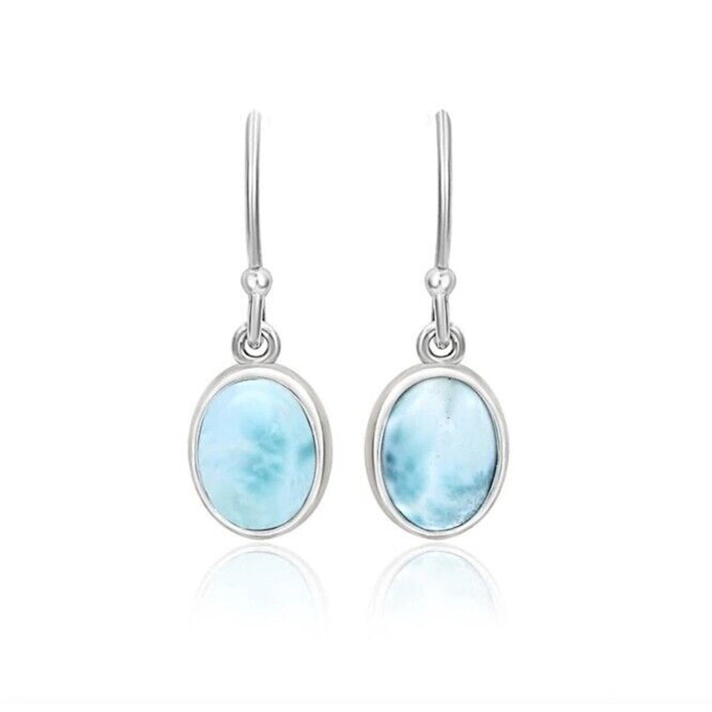 Women's Larimar Oval Dangle Earrings, Larimar Dangle Earrings, Natural Larimar