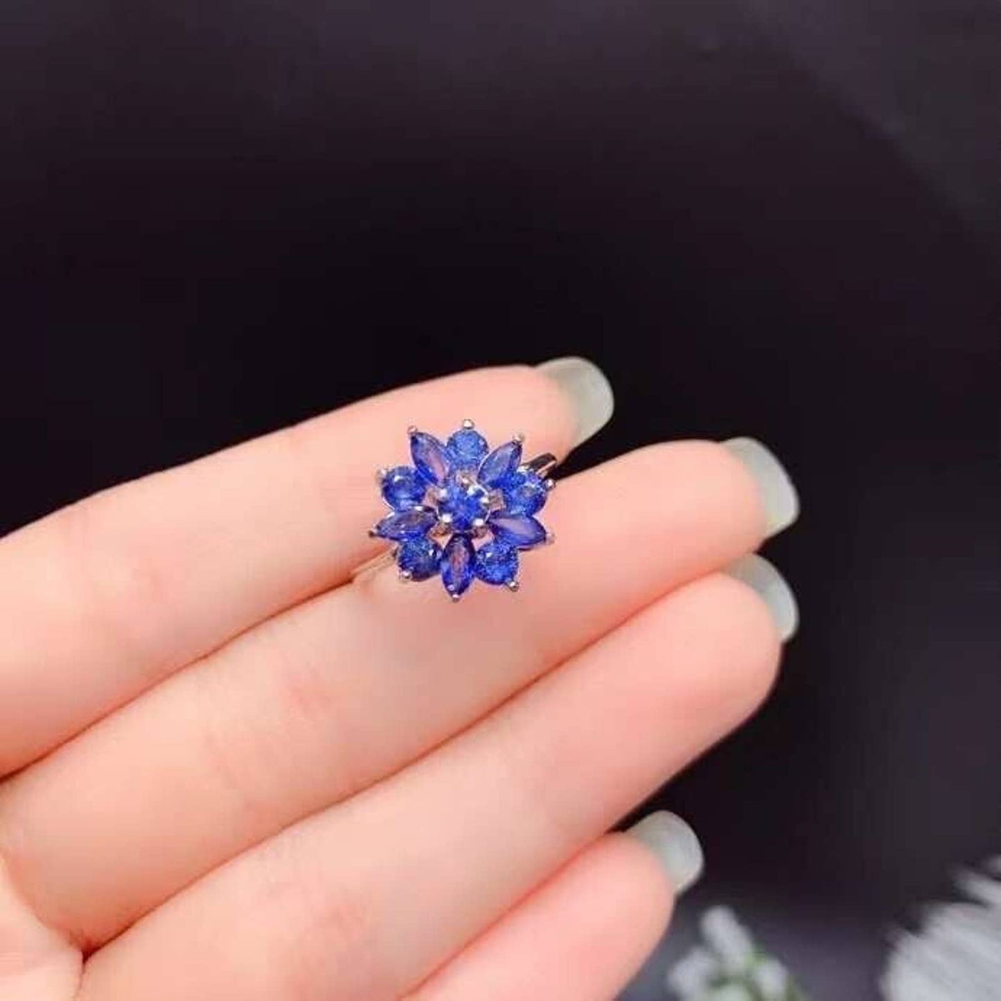 Natural Blue Sapphire Engagement Ring, Natural Sapphire Ring, Women's Blue Sapphire Statement Ring