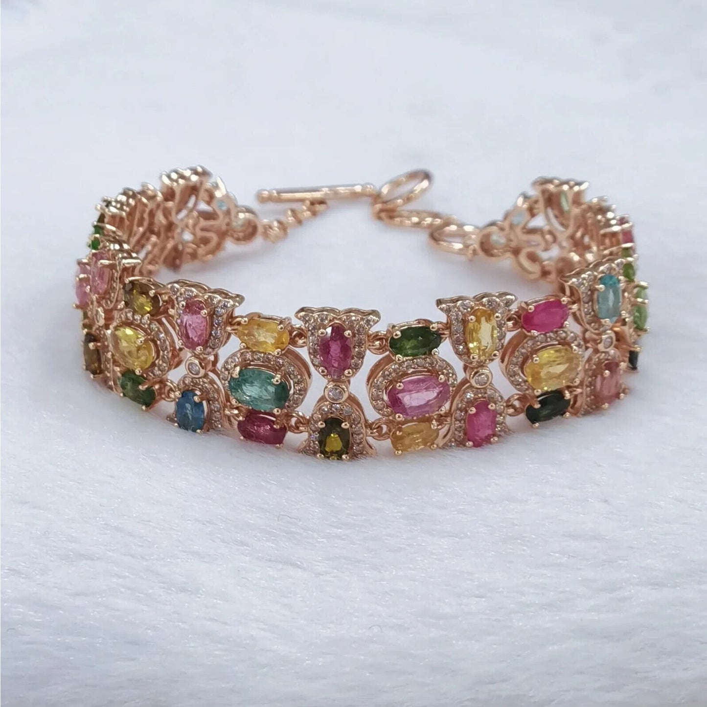 Tourmaline Gemstone Multilayer Bracelet Rose Gold