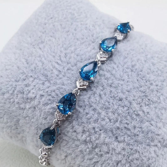 London Blue Topaz Pear Cut Tennis Bracelet 5x7mm