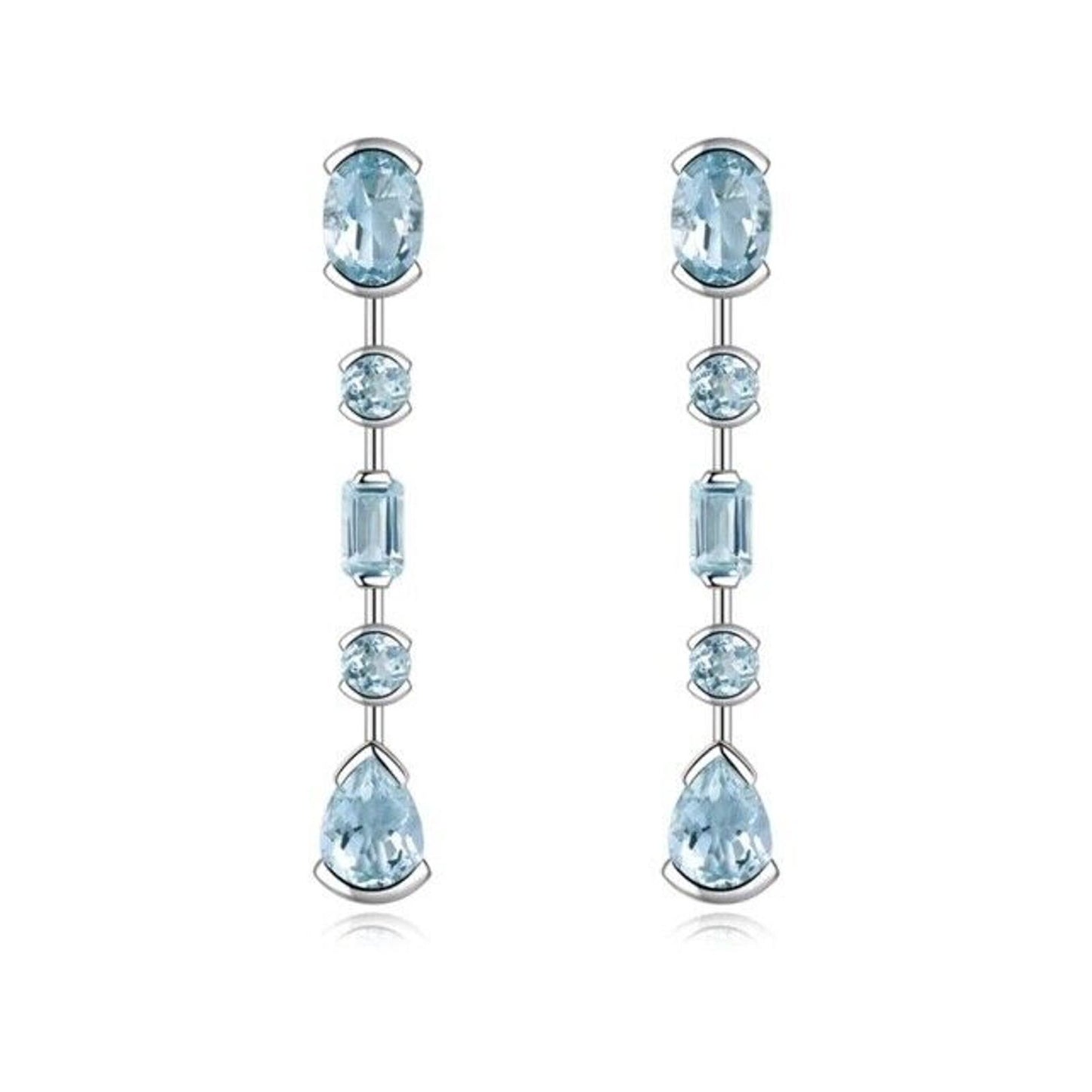 Natural Gemstone Aquamarine, Chrome Diopside or Garnet Long Dangle Earrings
