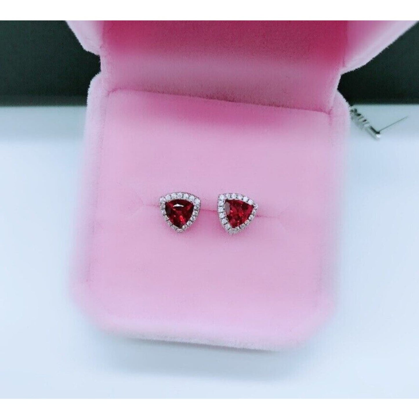 Red Garnet Gemstone Trillion Cut Stud Earrings 5mm