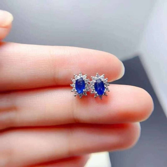Blue Sapphire Stud Earrings, Natural Sapphire Stud Earrings, VVS Grade Sri Lanka Sapphires