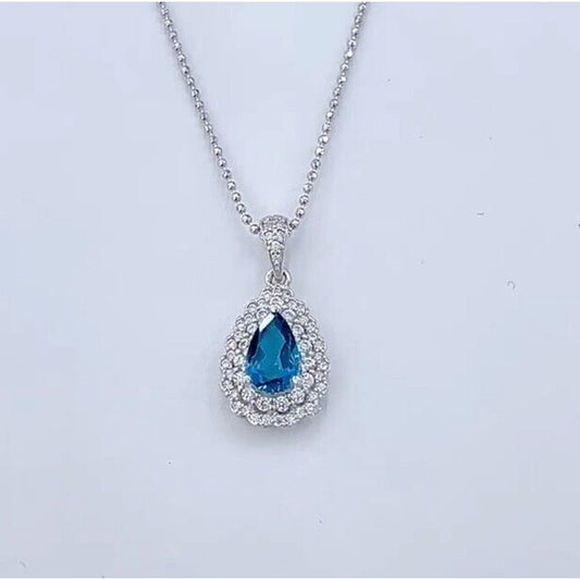 London Blue Topaz Pear Cut Pendant Necklace 5x8mm, London Blue Topaz Pendant, London Blue Topaz Statement Necklace, London Blue Topaz Gemstone Jewelry, London Blue Topaz Necklace, London Blue Topaz Gemstone, December Birthstone London Blue Topaz, London Blue Topaz Pendant, December Birthstone Jewelry, Women's London Blue Topaz Pendant, Natural London Blue Topaz Pendant, Natural London Blue Topaz Gemstone, Natural London Blue Topaz Necklace, Genuine London Blue Topaz, London Blue Topaz Jewelry