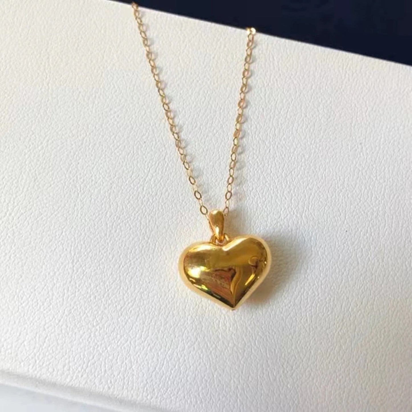 18K Gold Heart Pendant, Au750 Heart Pendant, 18k Gold Pendant with 0.8g Chain