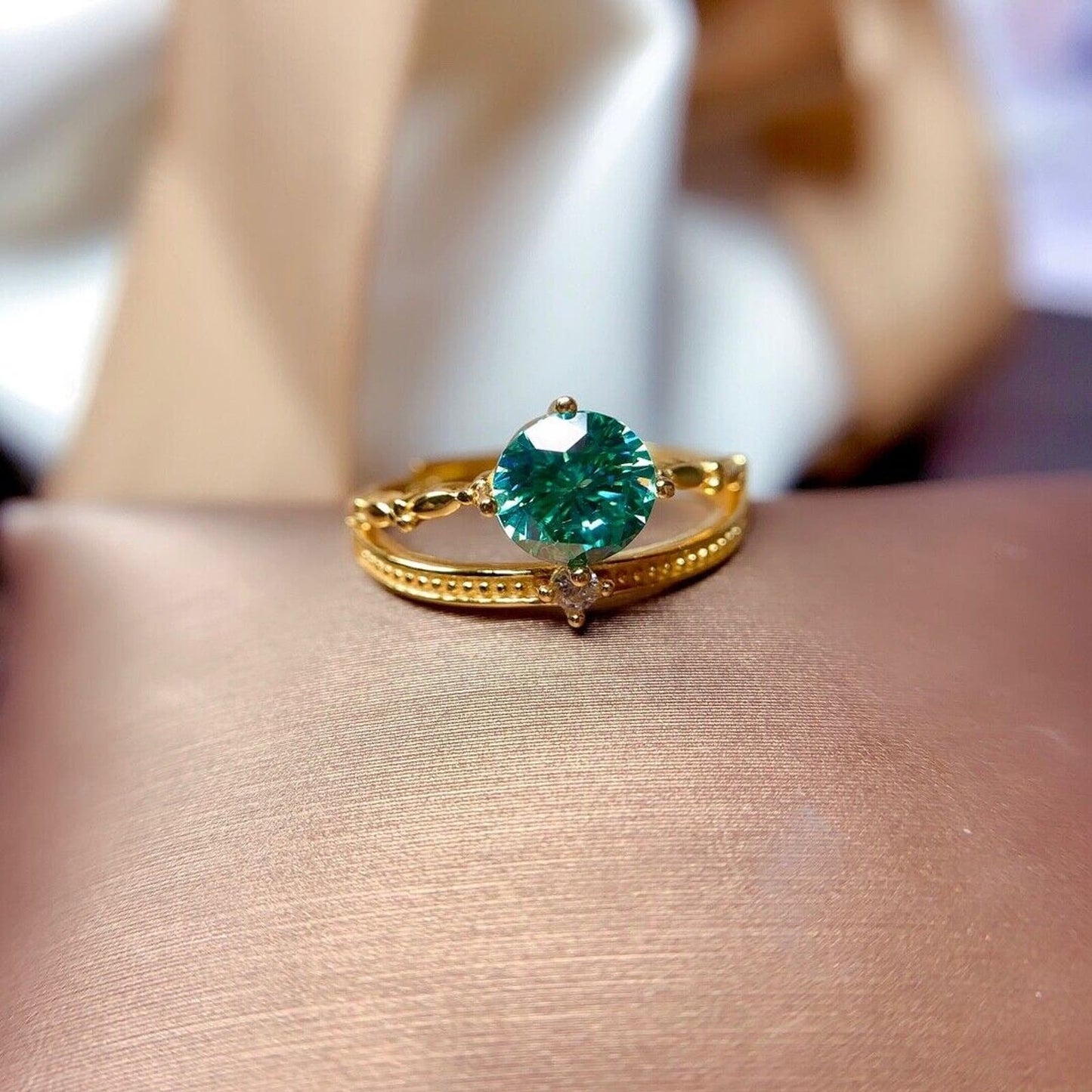 Green Moissanite Cocktail Ring VVS1 CT