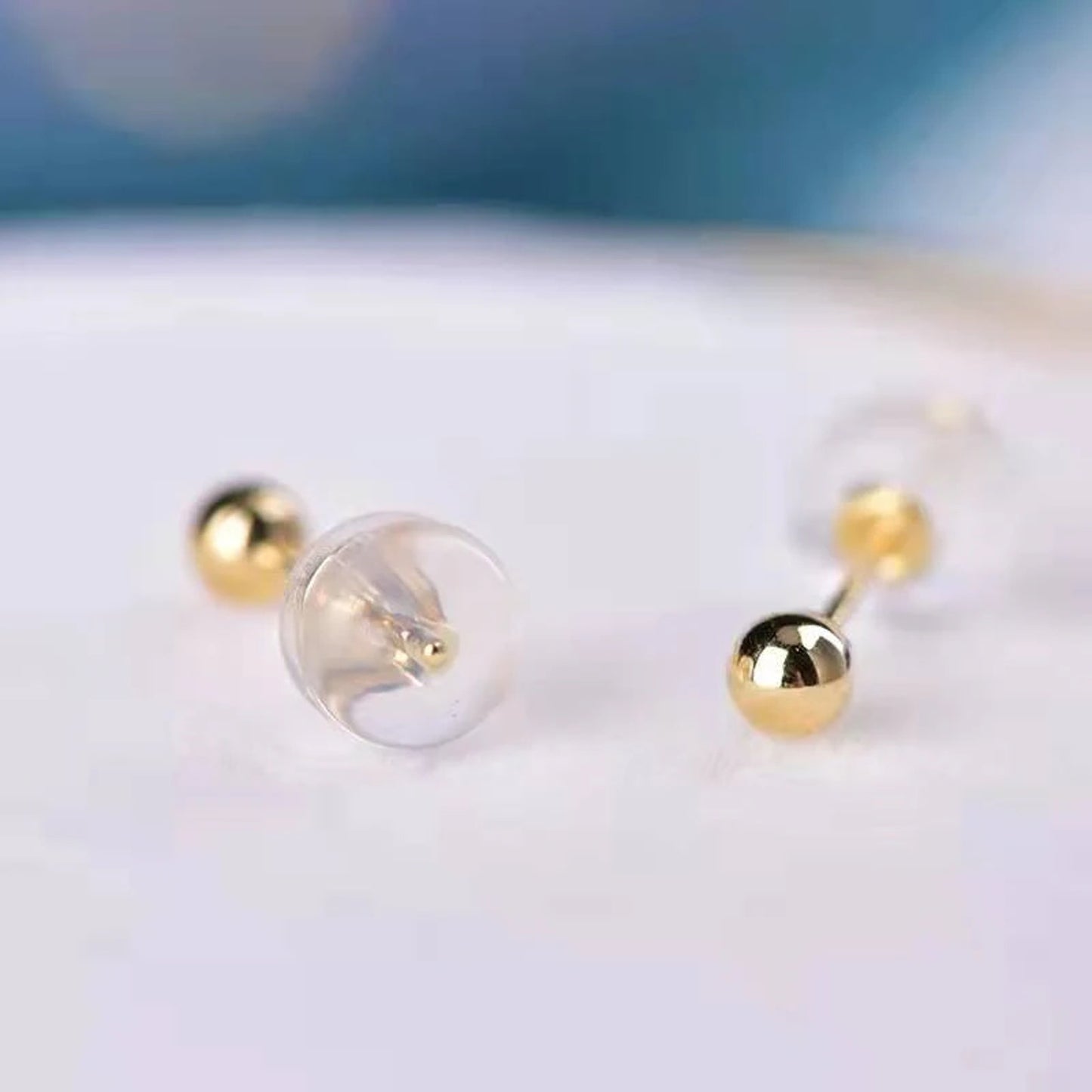 18k Gold Stud Earrings, 3mm Yellow Gold or Rose Gold, Au750 Earrings 18k Gold