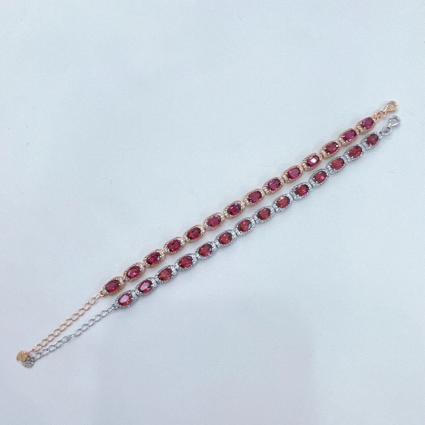 Natural Red Garnet Gemstone Tennis Bracelet 4x6mm