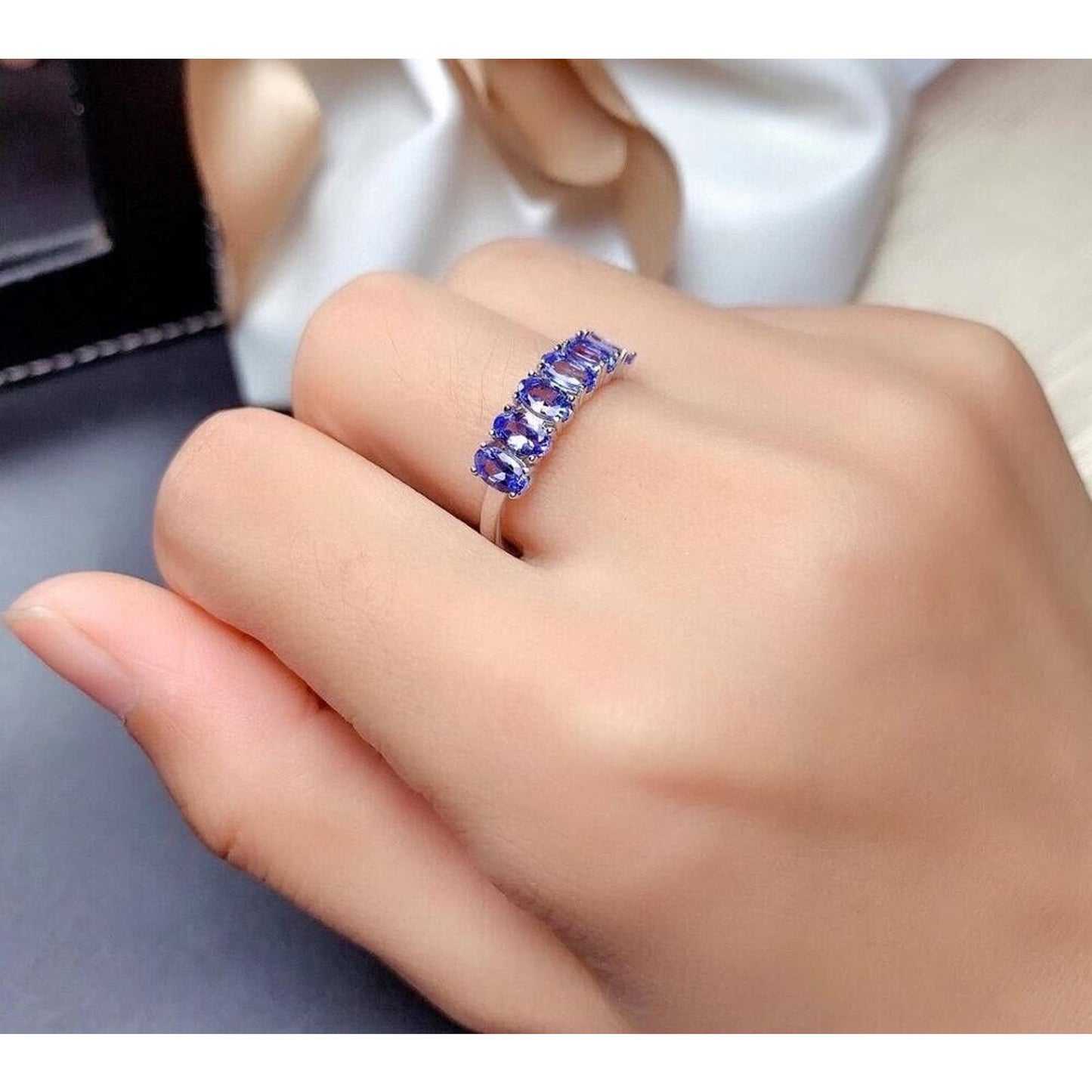 Purple Tanzanite Band Ring VVS1 3x5mm