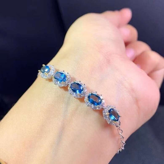 London Blue Topaz Bracelet, December Birthstone London Blue Topaz