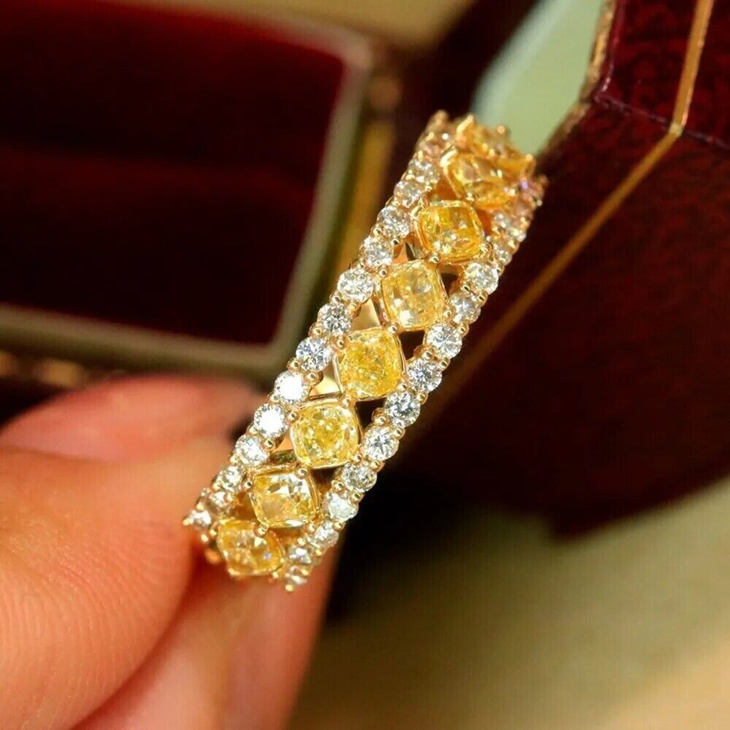 18k Gold 1.4ct Yellow Diamond Band Ring - Au750 Fine Jewelry, Yellow Diamond