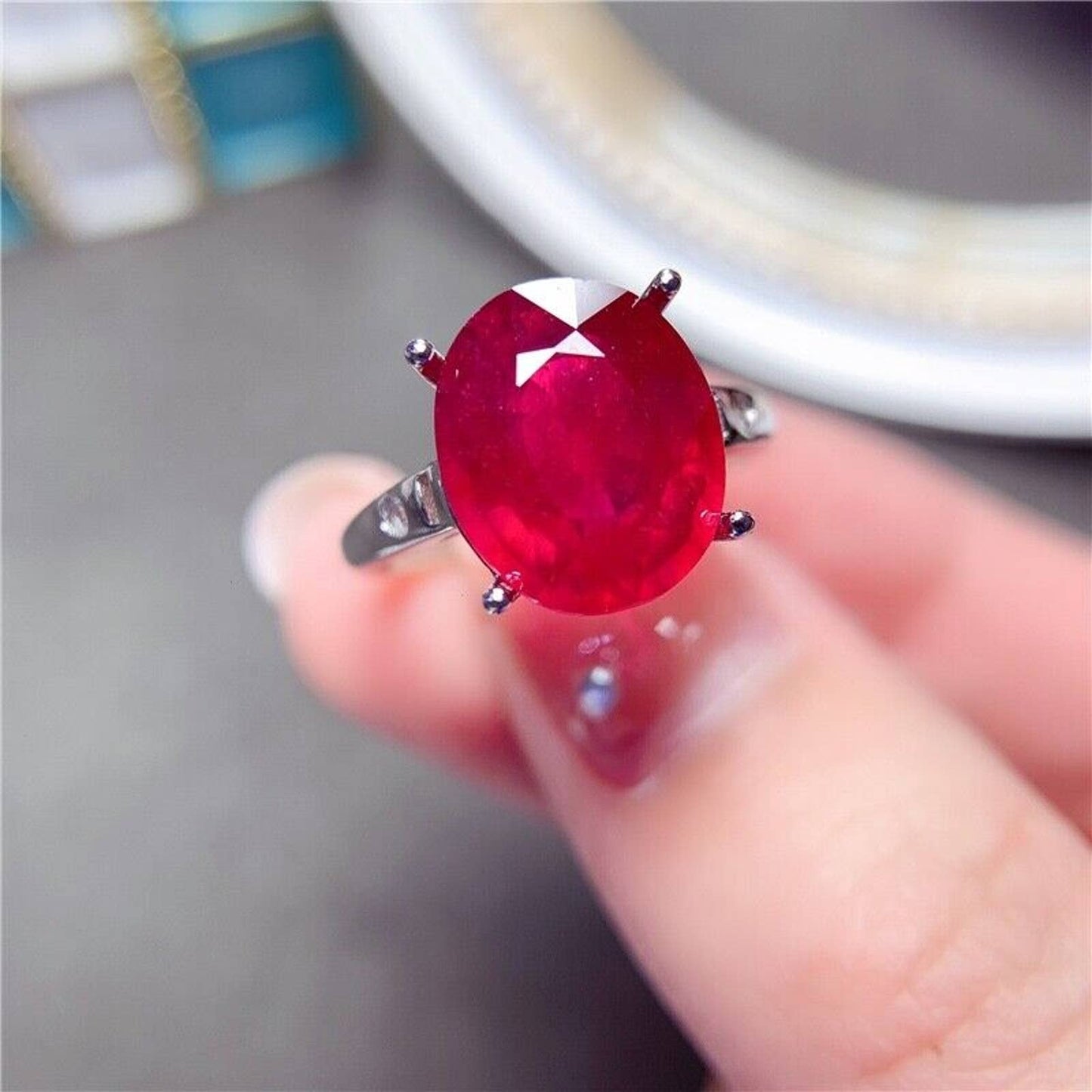 Natural Pigeon Blood Ruby Ring, Pigeon Blood Ruby 925 Sterling Silver Ring